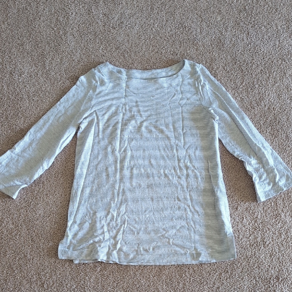 Eileen Fisher Soft Gray Striped Top